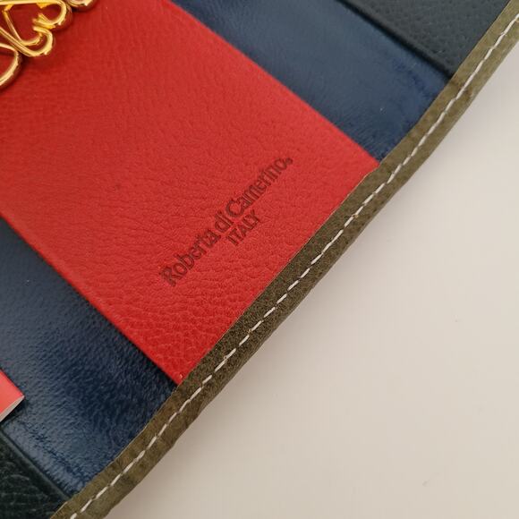 Roberta Di Camerino Italian Vintage Leather Key Case Wallet Smalll Blue Red - Picture 4 of 11